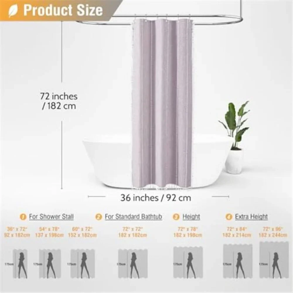 Boho Shower Stall Curtain - 36x72 Narrow Linen Thick Striped Tassel Fabric